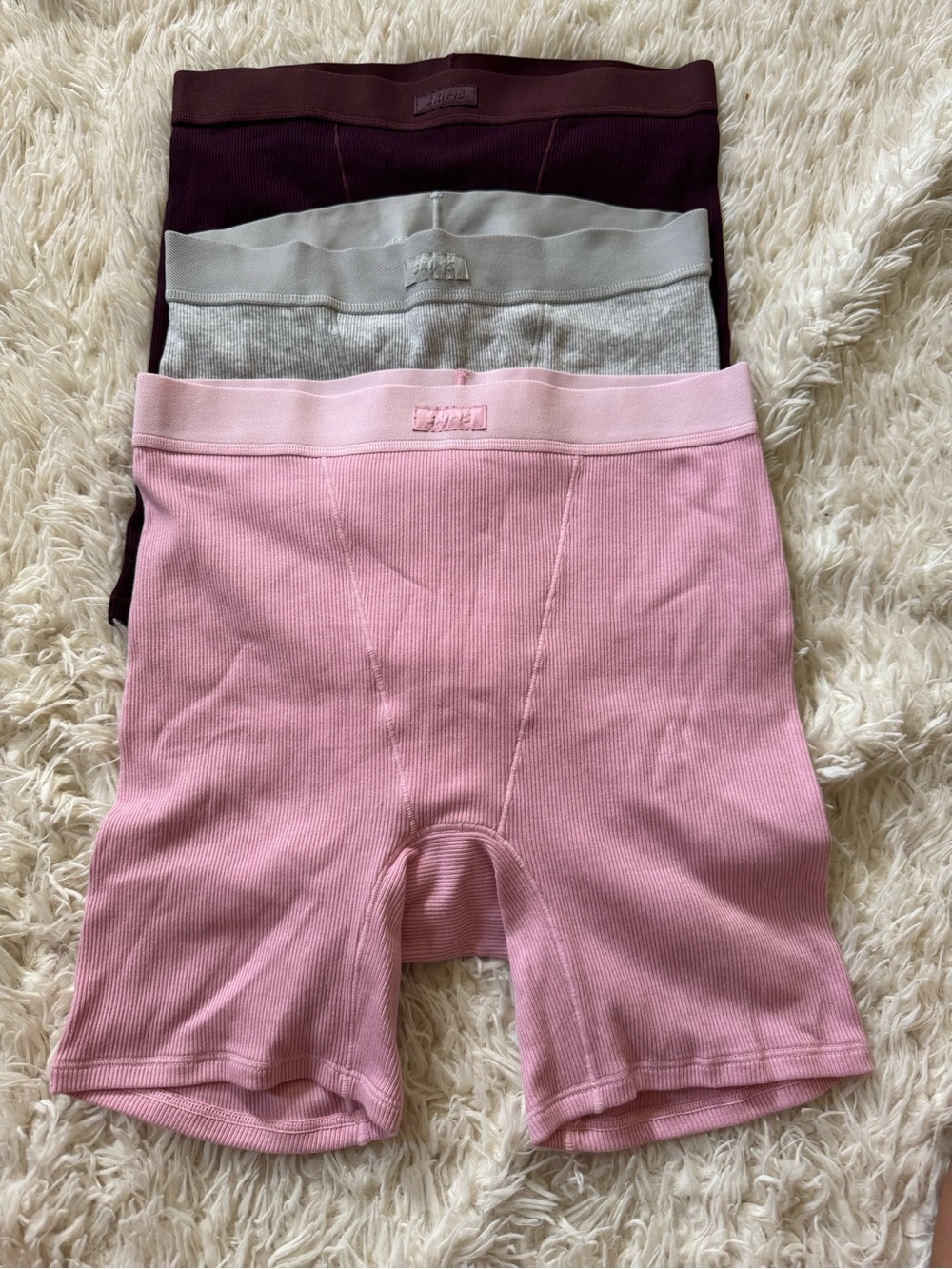 New Bundle SKIMS 3 Ribbed Cotton Boxers